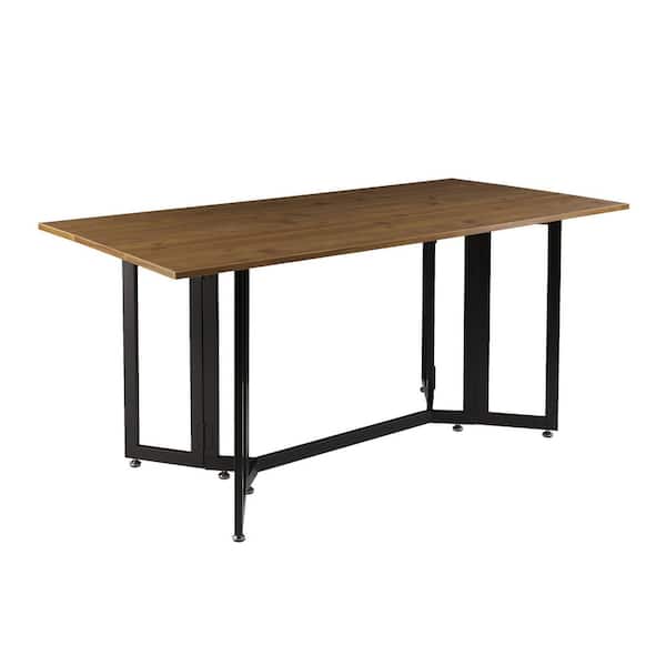 SEI FURNITURE Driness 31.5 in. Rectangle Brown Wood Leaf Table with Black Metal Frame (Seats 4 to 6)
