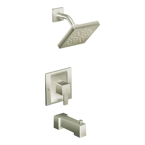 MOEN 90-Degree Single-Handle Tub and Shower Trim Kit in Brushed Nickel (Valve Not Included)