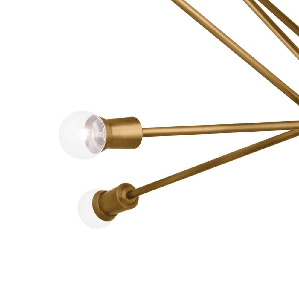 Natural Brass 16-Light Sputnik Chandelier with Adjustable Arms