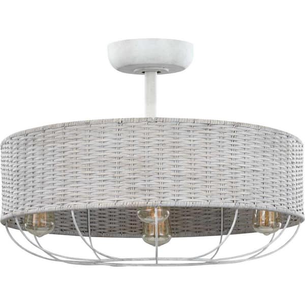 Progress Lighting Calera 25 in. Indoor/Outdoor Cottage White Coastal Ceiling Fan with  2200K Bulbs Included and Remote Control