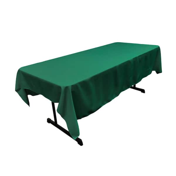 LA Linen Polyester Poplin 60 in. x 84 in. Teal Rectangular Tablecloth