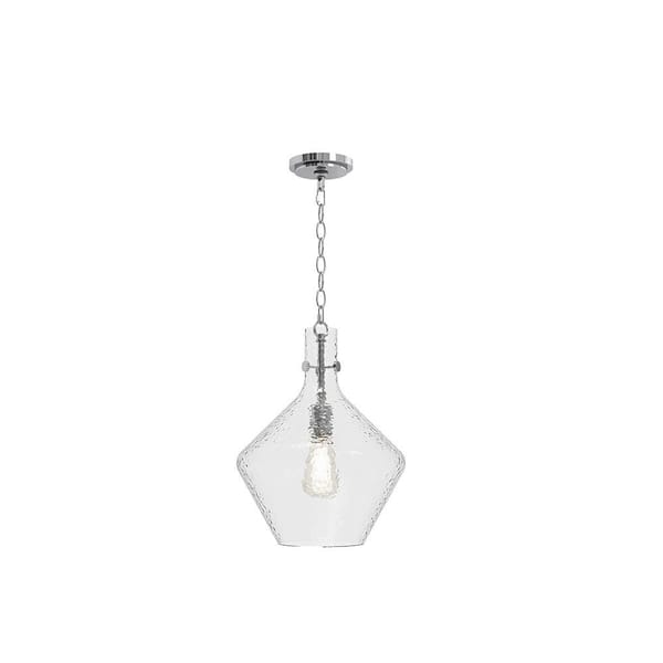 Lenrose 1-Light 12.25 in. Brushed Nickel Plug and Play Pendant with SkyPlug