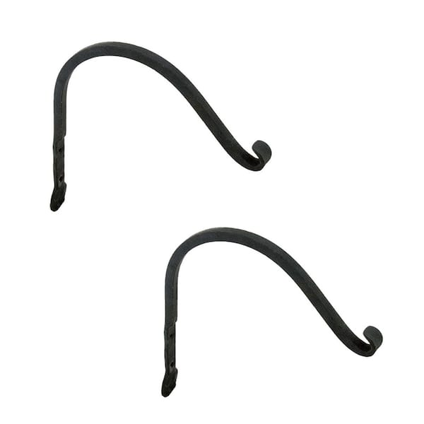 Set of 2 Flower Design Arc Metal Brackets, 10 in. Long, Black Powder Coat Finish