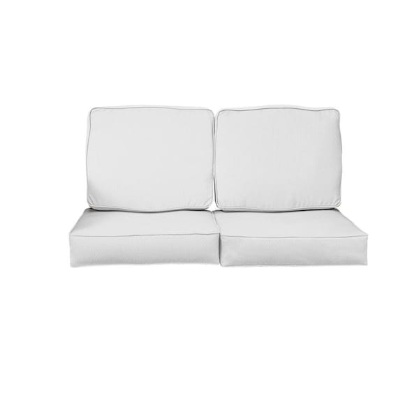 SORRA HOME 22.5 x 22.5 x 5 (4-Piece) Deep Seating Outdoor Loveseat Cushion in Sunbrella Retain Snow