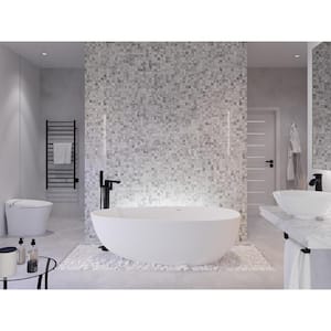 Fiume 67 in. L x 34 in. W Man-Made Stone Center Drain Freestanding Soaking Bathtub in Matte White