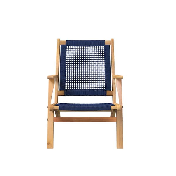 BALKENE HOME Wood Outdoor Lounge Chair in Navy Blue