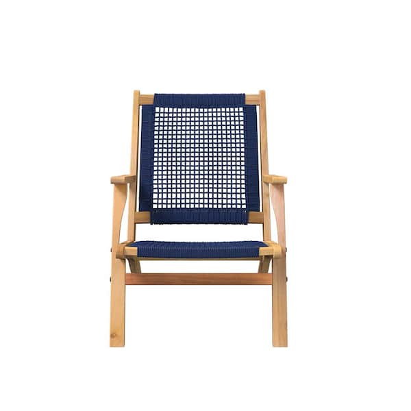 Patio Sense Wood Outdoor Lounge Chair in Navy Blue
