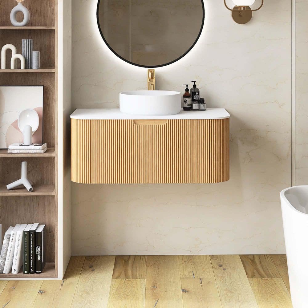 36 in. Wall Mounted Single Sink Natural Wood Bath Vanity with Engineered Marble Top Pre-assembled price history on PriceWatchPro