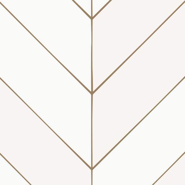 Unbranded Gold Lines Chevron Off White Peel and Stick Vinyl Wallpaper