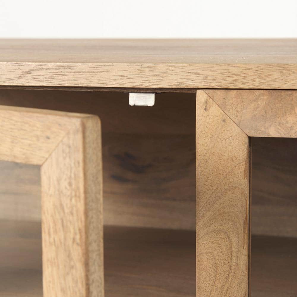 Arelius 70'' Light Brown Mango Wood Sideboard with Black Metal Base