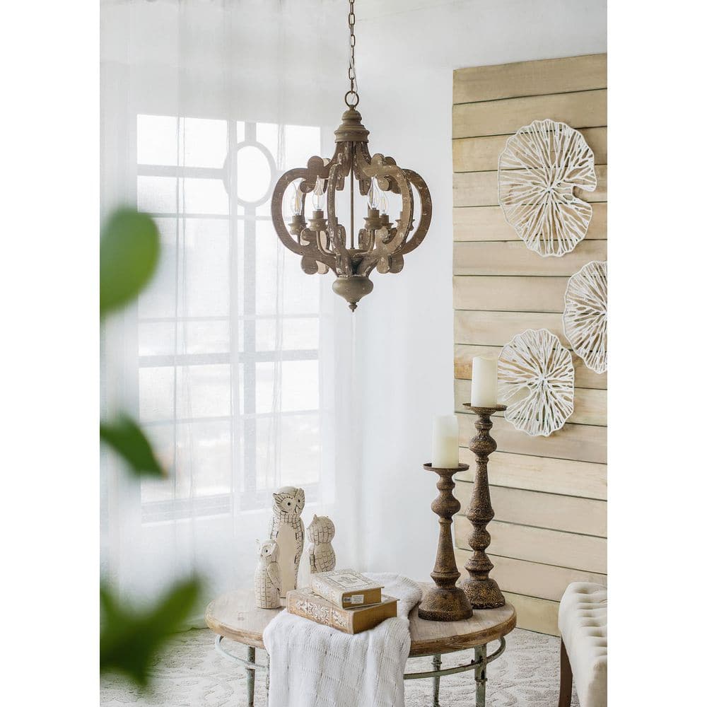 6-Light Beige Brown No Decorative Accents Candle Oval Chandelier for Dining Room, Living Room with No Bulbs Included price history on PriceWatchPro