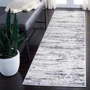 Amelia Light Gray/Charcoal 2 ft. x 10 ft. Abstract Striped Runner Rug