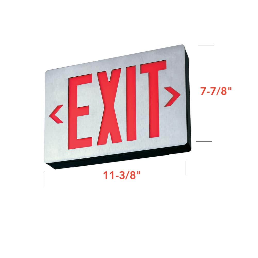 Silver Aluminum LED Emergency Exit Sign with Red Letters