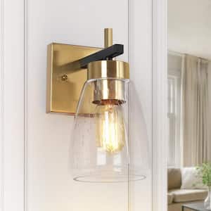 Modern Gold and Black Wall Sconce, 1-Light Bedroom Bell Vanity light