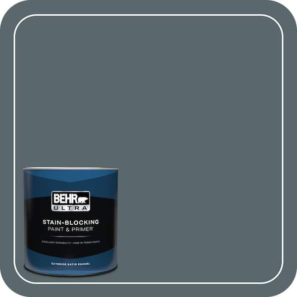 BEHR ULTRA 1 qt. #N470-6 Whale Gray Satin Enamel Exterior Paint & Primer