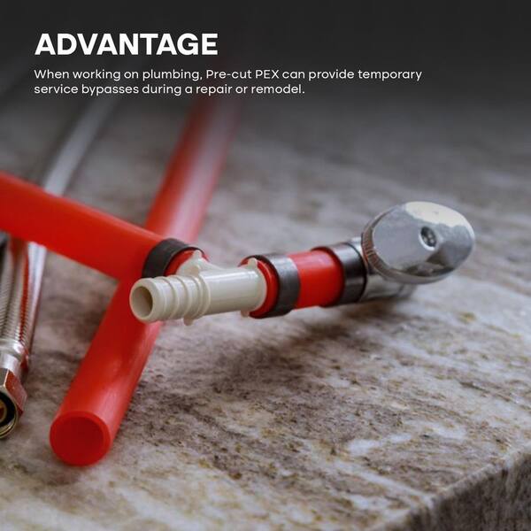 PLUMBFLEX 3/4 in. x 2 ft. PEX-B Tube Stick, Polyethylene Red Pex