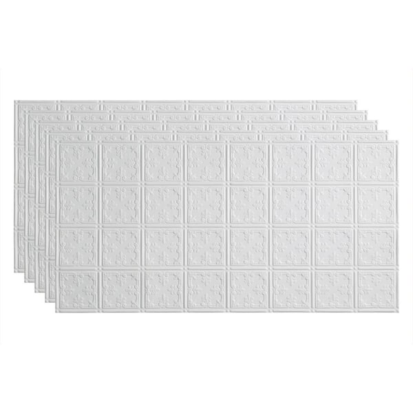 Fasade Traditional #10 2 ft. x 4 ft. Glue Up Vinyl Ceiling Tile in Matte White (40 sq. ft.)