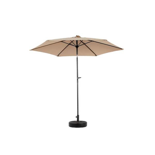 Tidoin 9 ft. Steel Market Tilt Patio Umbrella in Khaki with Base