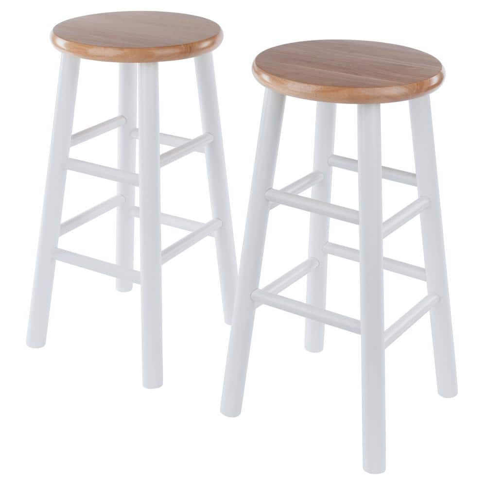 Winsome Wood Tabby 24 in. Natural and White Counter Stools (Set of 2) 53784