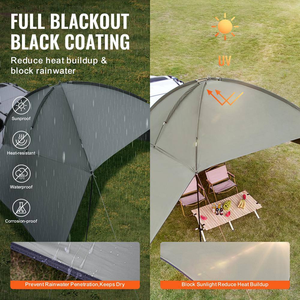 Large Portable Gray Car Side Awning with UV Protection