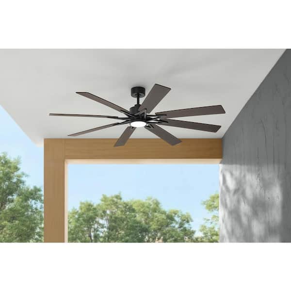 Intervale 72 in. Indoor/Outdoor Matte Black Windmill Ceiling Fan with Adjustable White LED with Remote Included