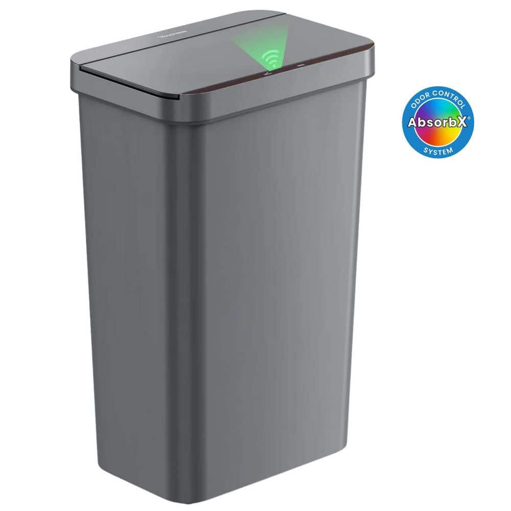 iTouchless 13.2 Gal. / 50 Liter Gray Sensor Kitchen Household Metal Trash Can