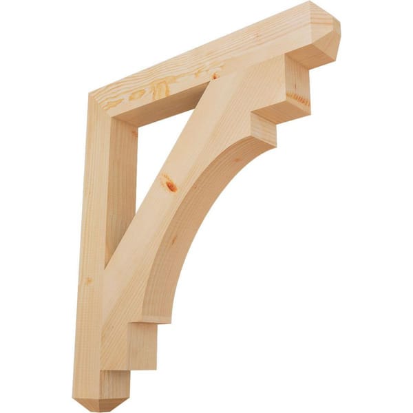 Ekena Millwork 3.5 in. x 34 in. x 30 in. Douglas Fir Merced Craftsman Smooth Bracket
