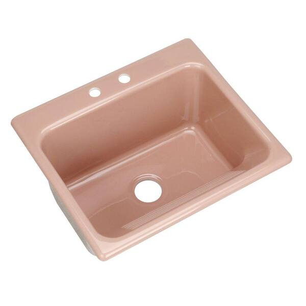 Thermocast Kensington Drop-In Acrylic 25 in. 2-Hole Single Bowl Utility Sink in Wild Rose