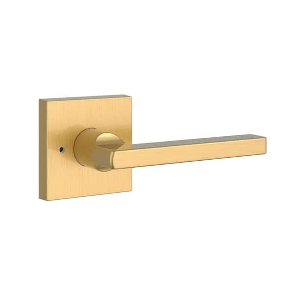 Baldwin Privacy Right Hand Square Lever Contemporary Square Rose with 6AL LatchDual Strike Lifetime Satin Brass