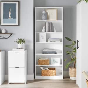Bromley 6-Shelf White Engineered Wood Standard Bookcase (72 in. H)