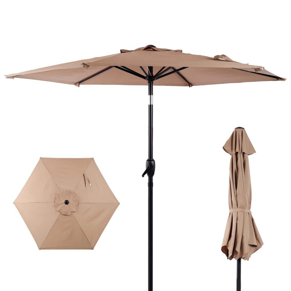 14.7.5FT Outdoor Patio Umbrella, Crank & Push Tilt for Deck Pool Garden, Brown price history on PriceWatchPro