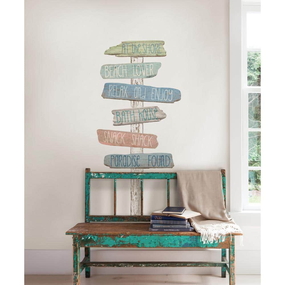 Beach Bound Blue Vinyl Coastal Wall Decal Kit, 39" x 34.5"