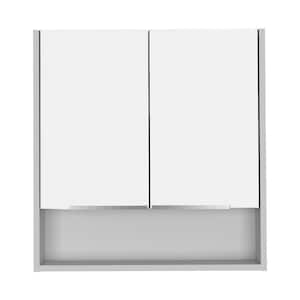 23.6 in. W x 24.5 in. H Bathroom Surface Mount Medicine Cabinet with 4 Shelves and Double Doors in White