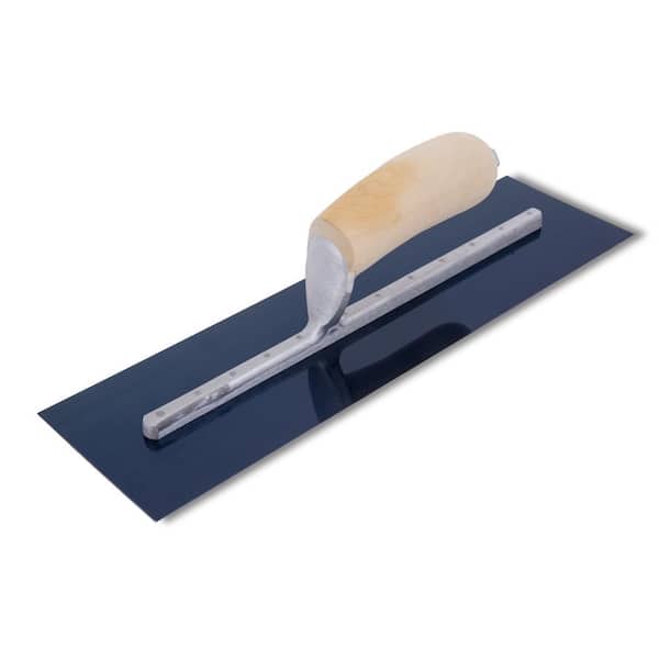 MARSHALLTOWN 14 in. x 5 in. Blue Steel Finishing Curved Wood Handle Trowel