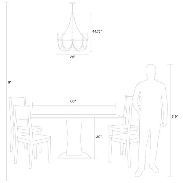 Generation Lighting - Studio Beverly 8-Light French Washed Oak and Distressed White Wood Beaded Wagon Wheel Farmhouse Candlestick Chandelier