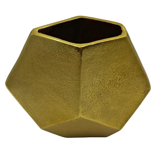 Gold 10 in. Aluminum Amphora Metal Decorative Diamond Vase