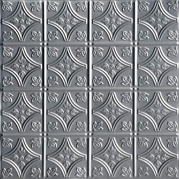 FROM PLAIN TO BEAUTIFUL IN HOURS Tiny Tiptoe Lacquered Steel 2 ft. x 2 ft. Decorative Lay-in Tin Ceiling Tile (24 sq. ft./case)