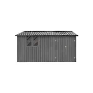 12 ft. W x 10 ft. D Gray Metal Shed with Window (120 sq. ft.)