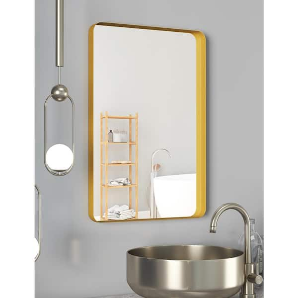 PRIMEPLUS 18 in. W x 18 in. H Small Round Mirrors Metal Framed Mounted  Mirror Wall Mirrors Bathroom Mirror Vanity Mirror in Gold PH-18181-CGD -  The Home Depot