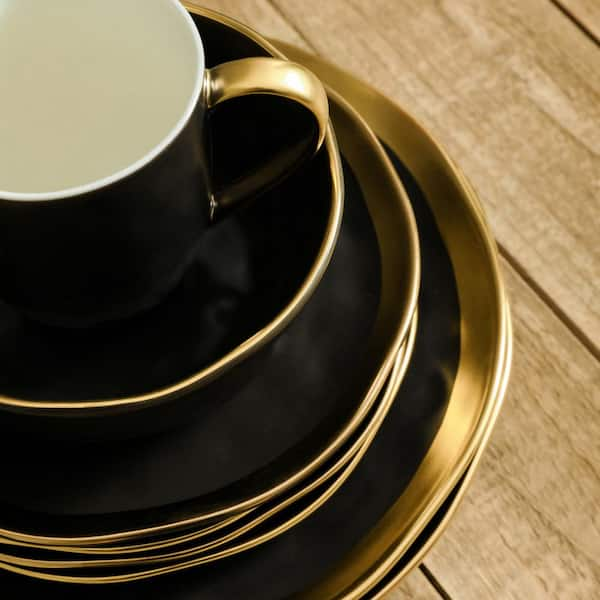 Luxury Design Palace black and gold dinnerware set - Bed Bath & Beyond -  17624943