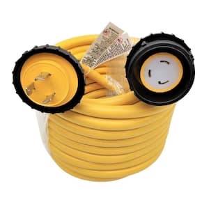 50 ft. 10/3 30 Amp 125 Volt Twist Lock NEMA L5-30 RV/Maine Shore Power Cordsets, Outdoor Boat Extension Cord, Yellow