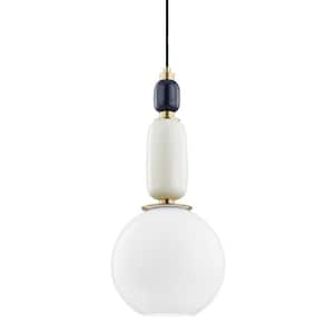 Camila 1-Light Aged Brass Pendant with Glass Shade