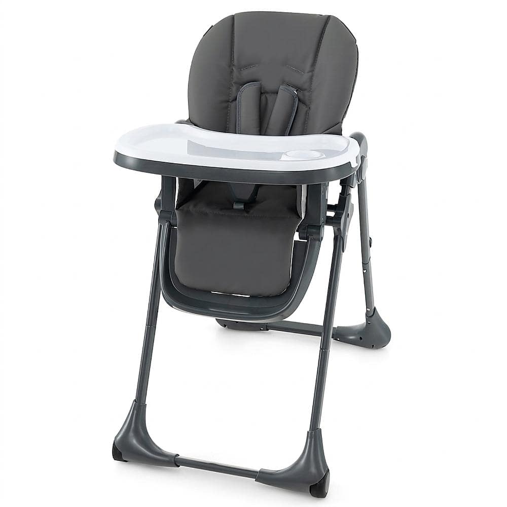 Convertible 3-in-1 Baby Feeding Chair with 7-Level Height, Removable PU Cushion and 2 Trays