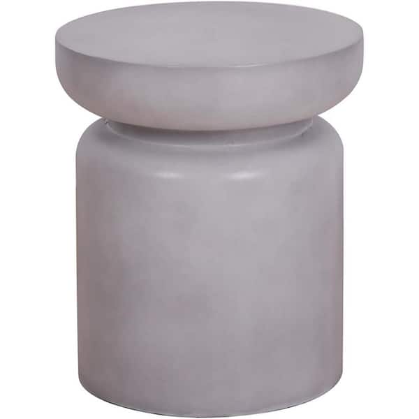 MM MODERN MUSE Accent Round End Table Concrete Look Terra Fab Outdoor Patio Garden Indoor Home, Grey