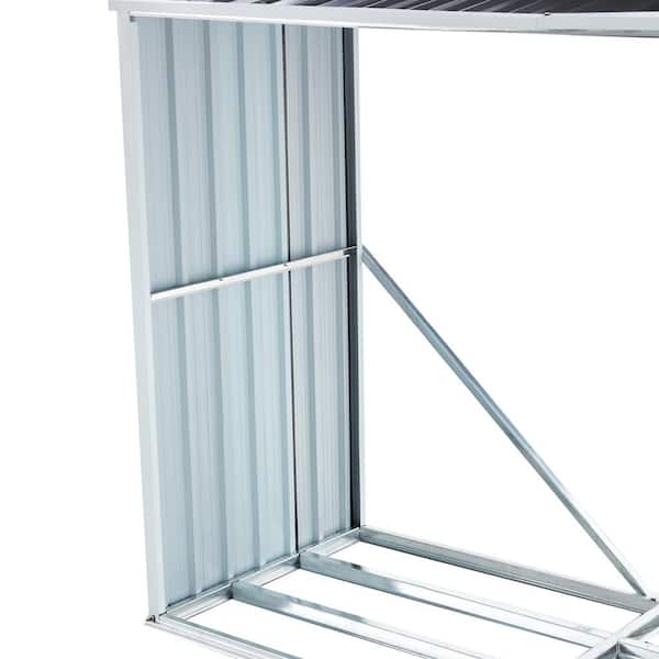 Unbranded - 70.9 in. Heavy-Duty Galvanized Steel Outdoor Firewood Rack with Roof and Log