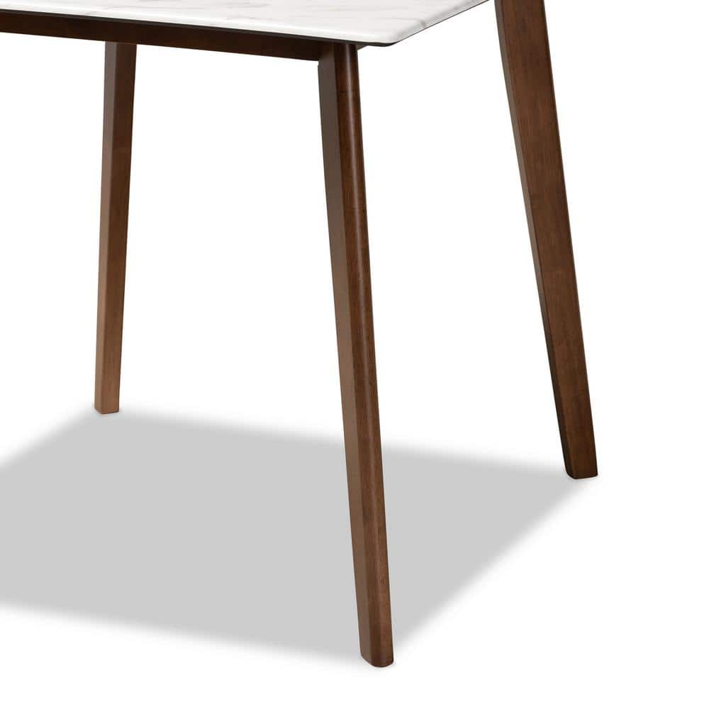 Kaylee Transitional Square Wood Dining Table with Faux Marble Top