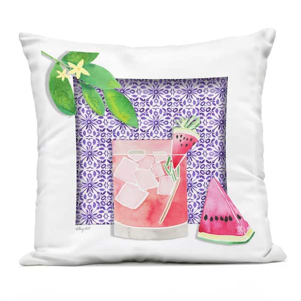 Mediterranean Watermelon Drink Purple Square Outdoor Throw Pillow