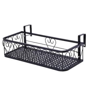 7.87 in. x 19.68 in. x 4.72 in. Indoor/Outdoor Plant Stand Iron Square Hanging Flower Pot Rack Basket for Balcony