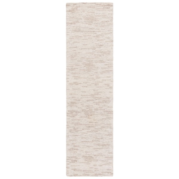 Ebony 2 ft. x 9 ft. Ivory/Light Brown Distressed Modern Runner Rug