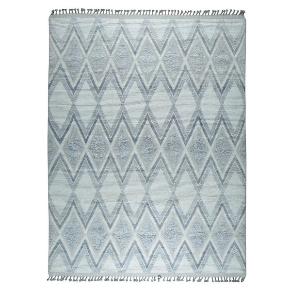 Beige Hand-Knotted Wool Contemporary Geometric Marrakech Handspun, Stylish and Durable Rug, 8 ft. x 11 ft. Area Rug